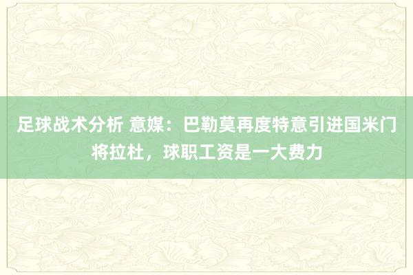 足球战术分析 意媒：巴勒莫再度特意引进国米门将拉杜，球职工资是一大费力